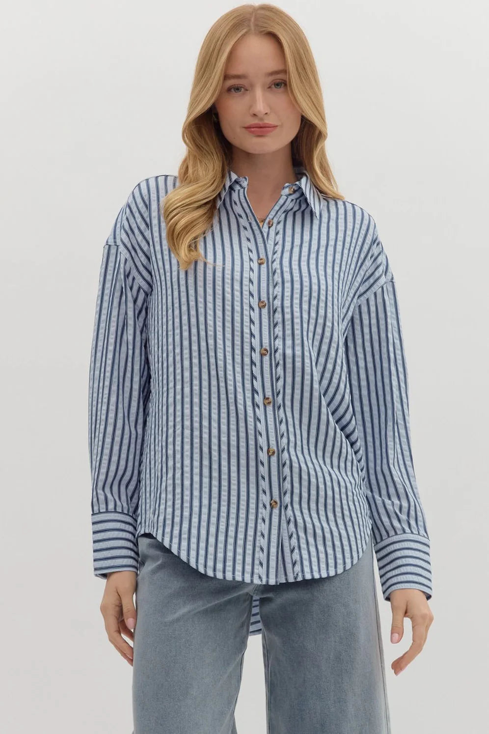 Striped Button Up Top