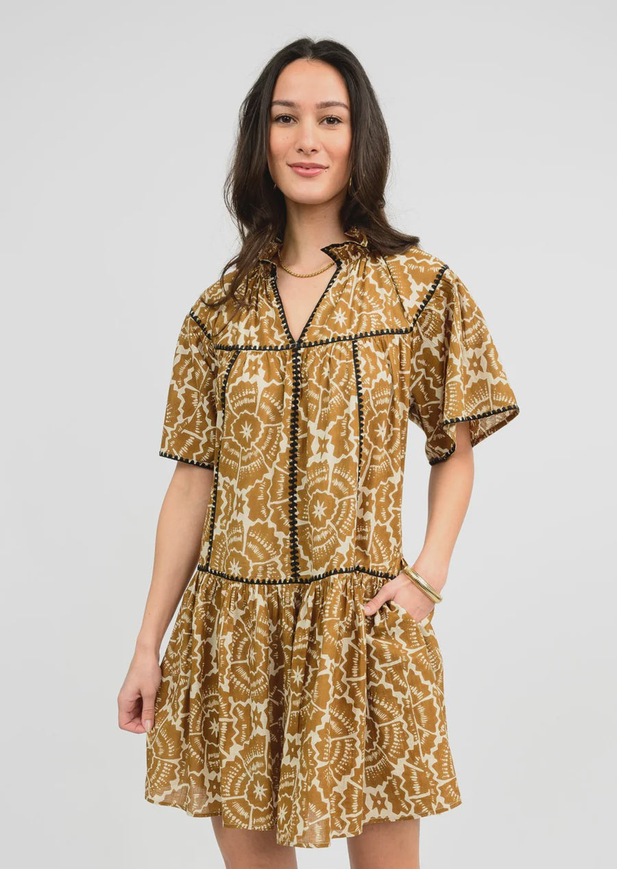 Shell Stitched Trim Dress