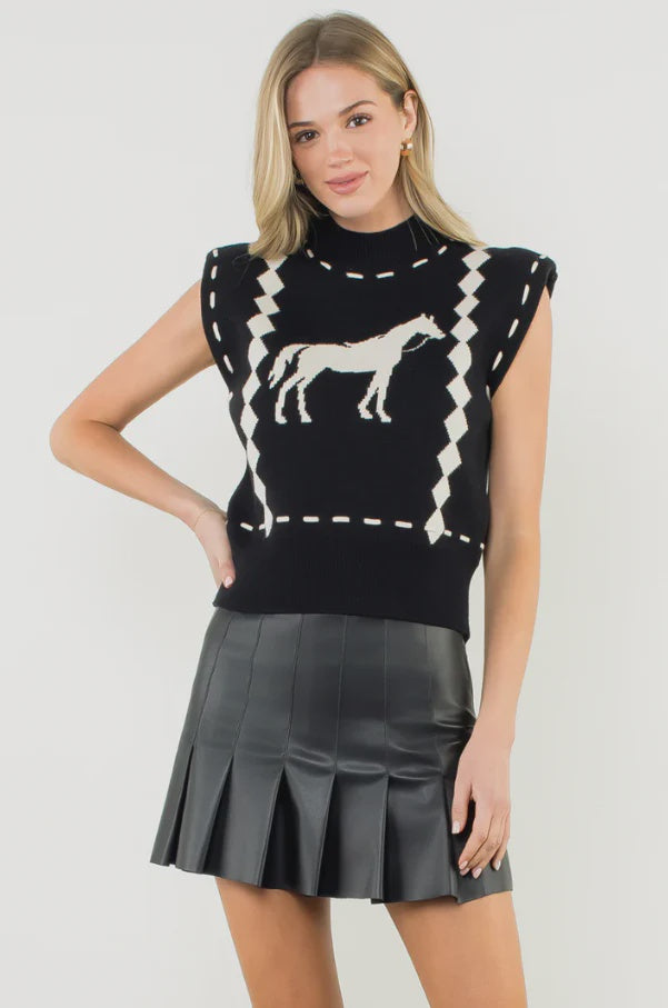 Sleeveless Horse Knit Vest