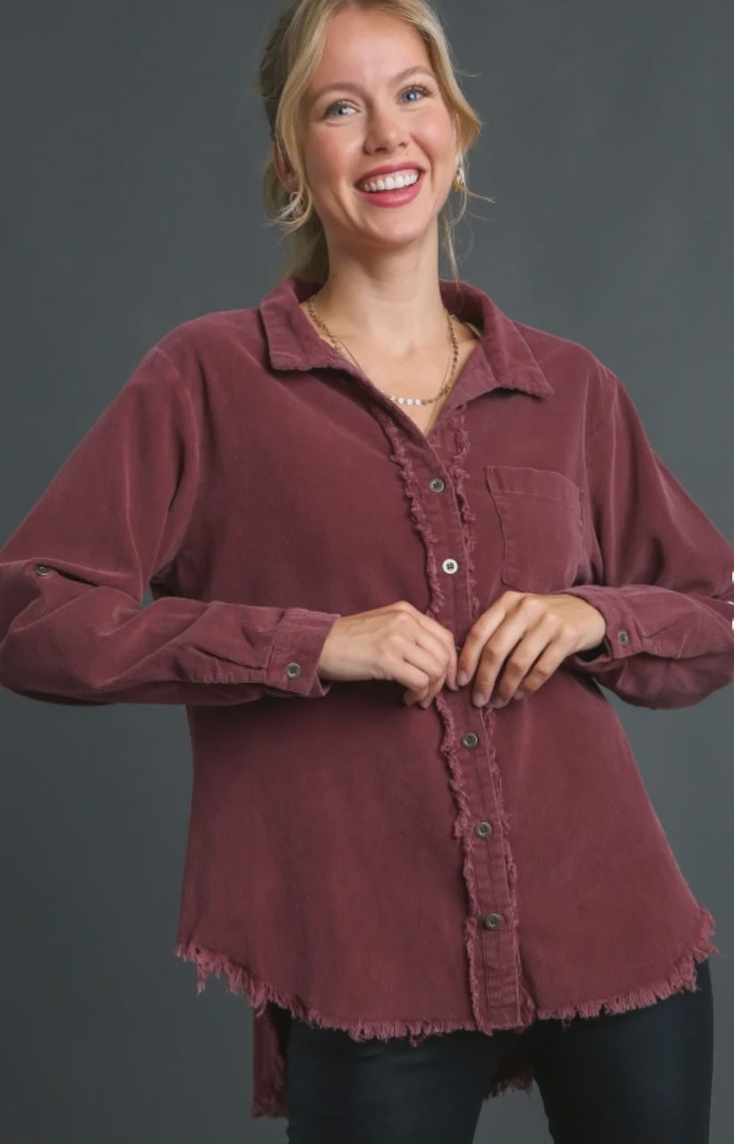 Corduroy Button Down Top
