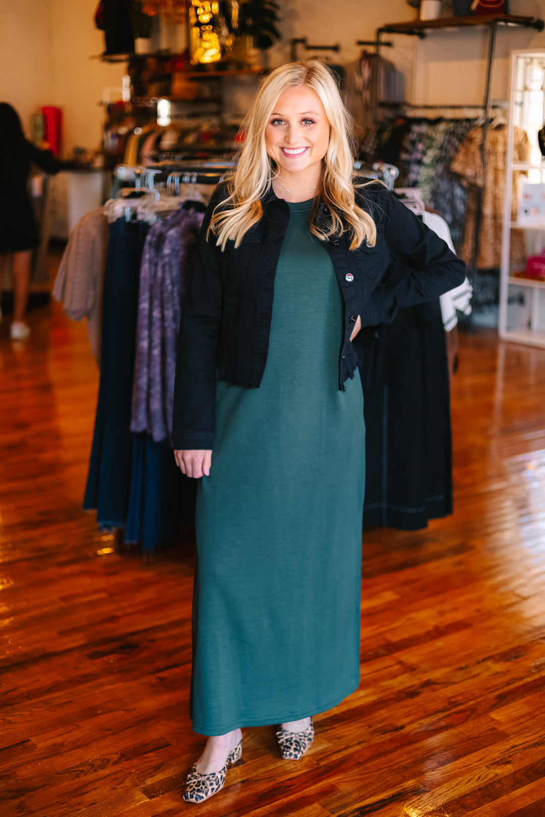 Solid Jersey Midi Dress