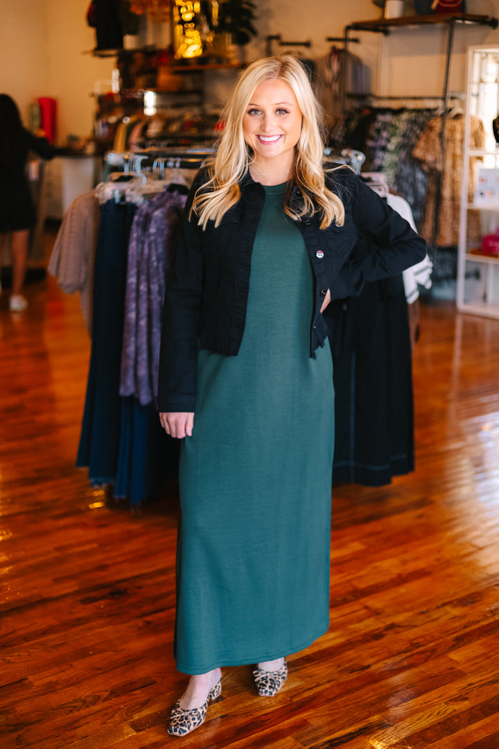 Solid Jersey Midi Dress