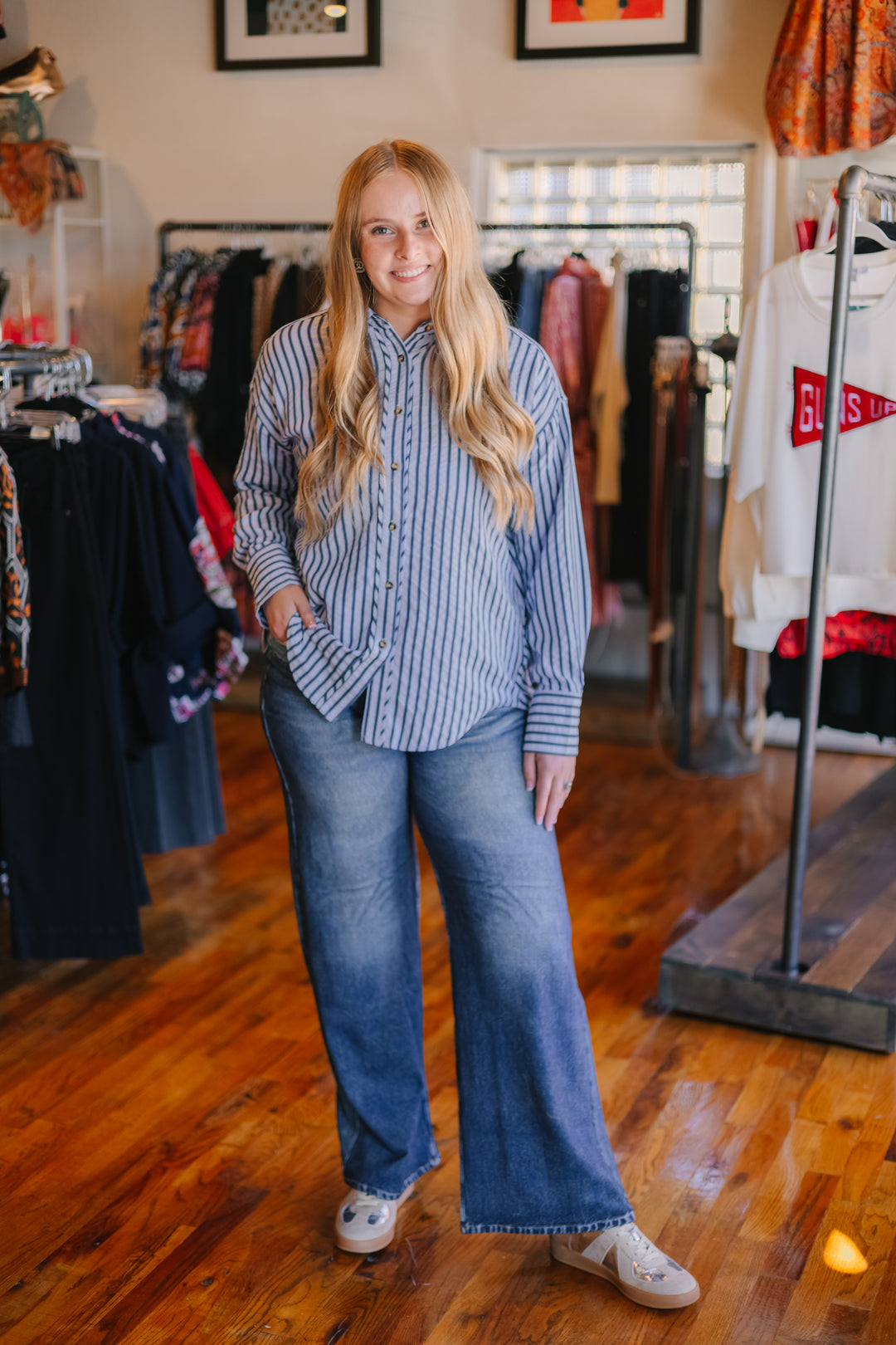 Striped Button Up Top