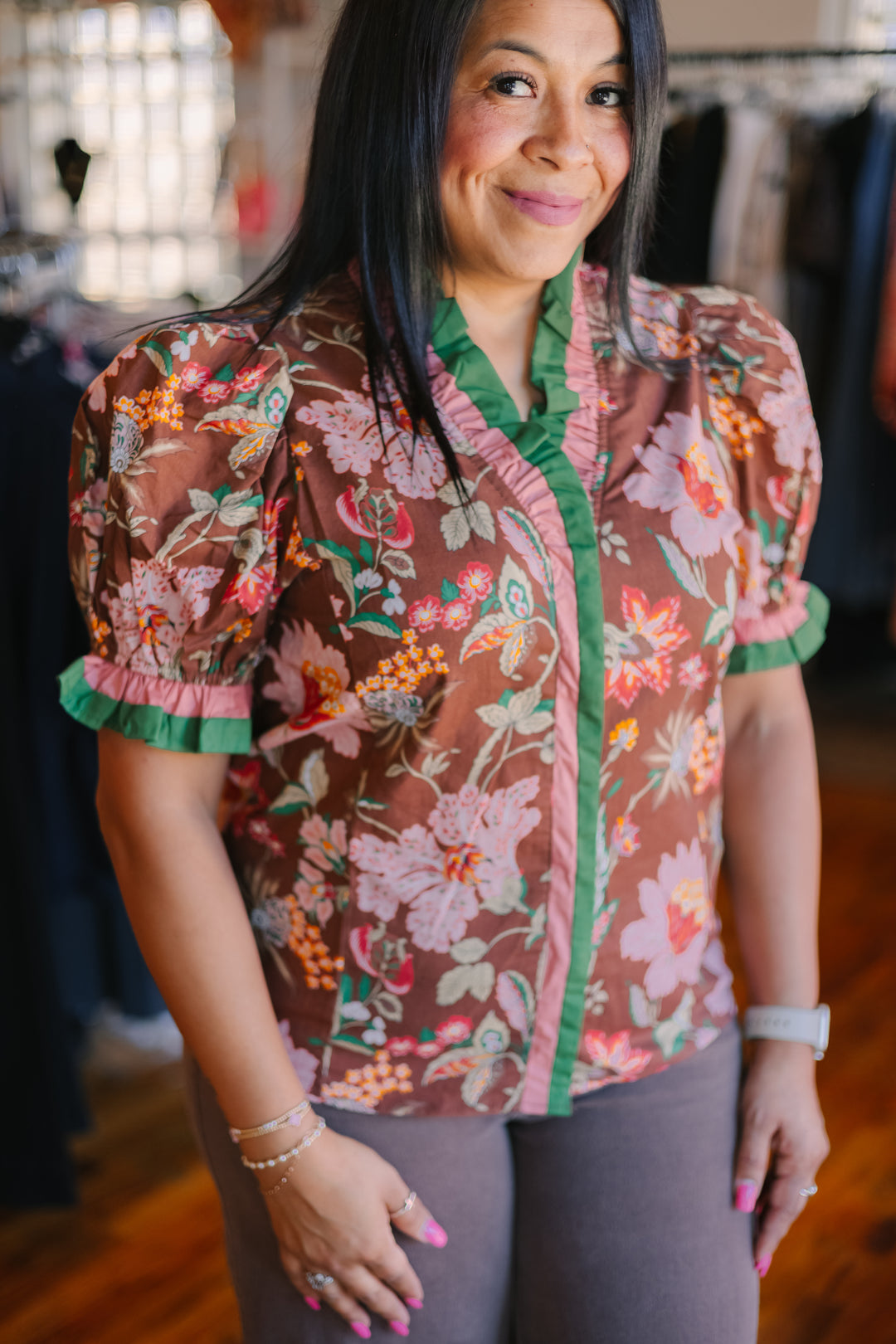 Floral Collar Detail Top