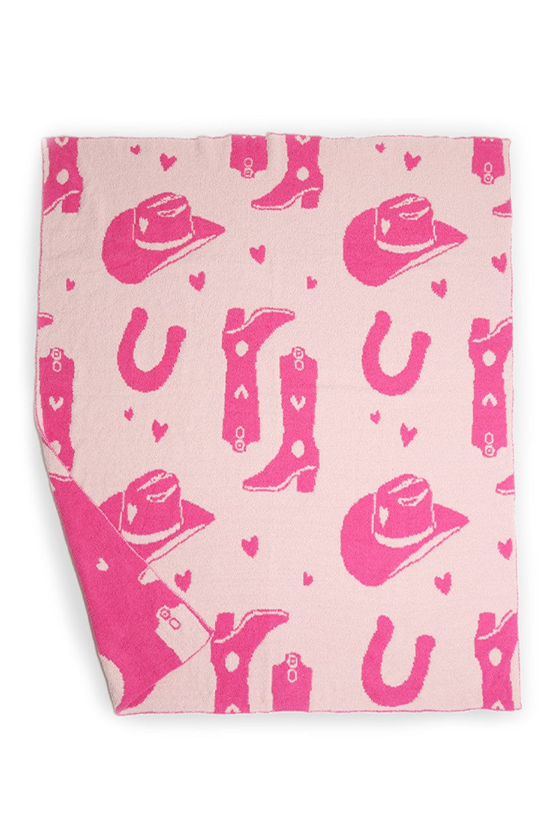 Light Pink Cowgirl Cozy Blanket