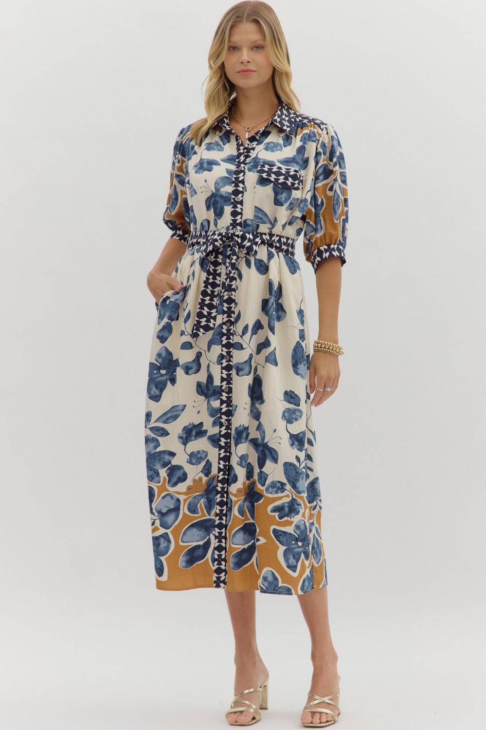 Botanical Print Midi Dress
