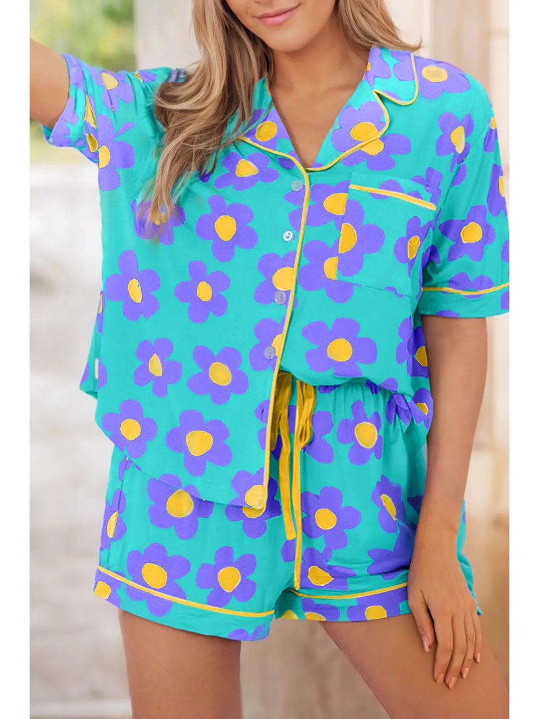 Flower Print Pajama Set