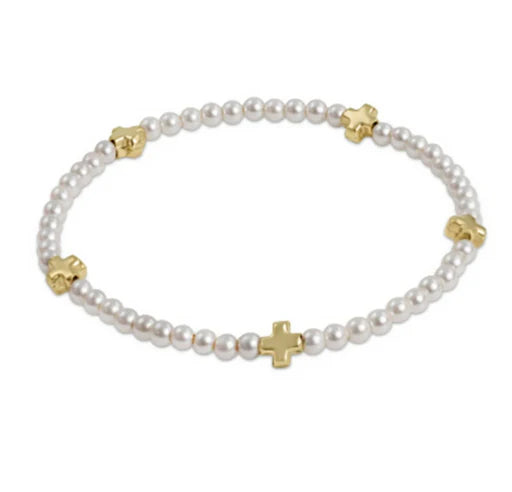 Signature Cross Pearl 3mm Bracelet