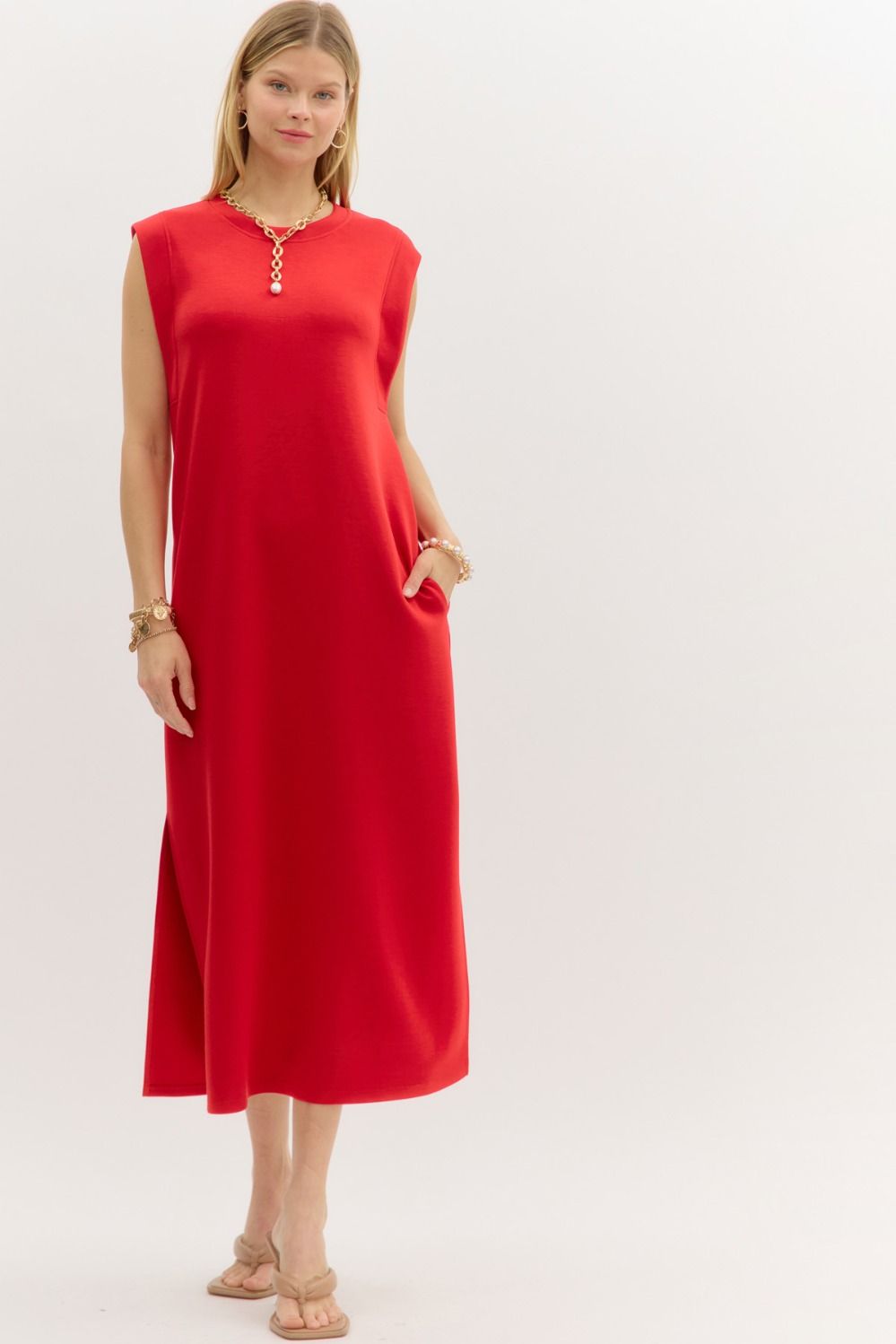 Solid Jersey Midi Dress