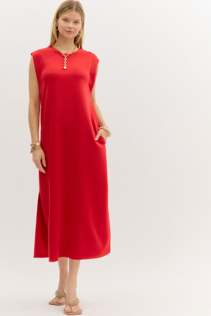 Solid Jersey Midi Dress