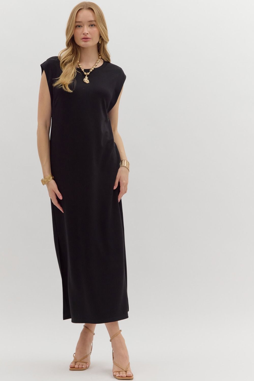 Solid Jersey Midi Dress