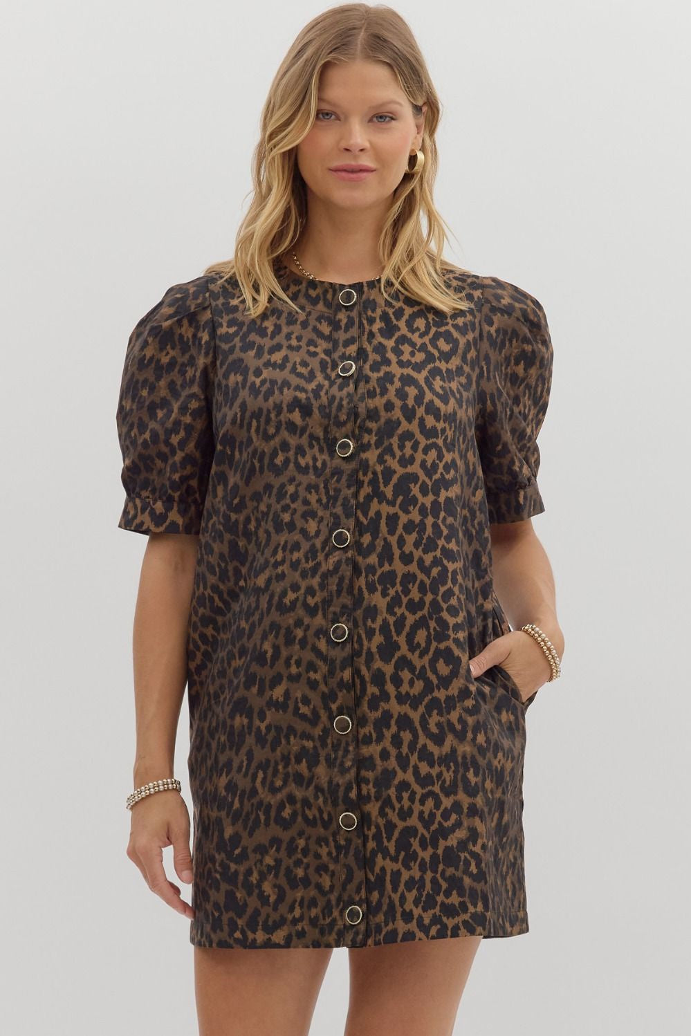 Leopard Short Sleeve Mini Dress