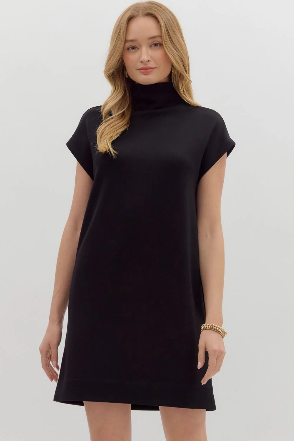 Solid Mock Neck Dress