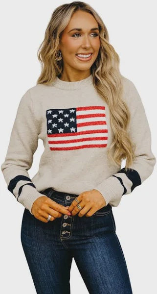Knit Flag Detail Sweater