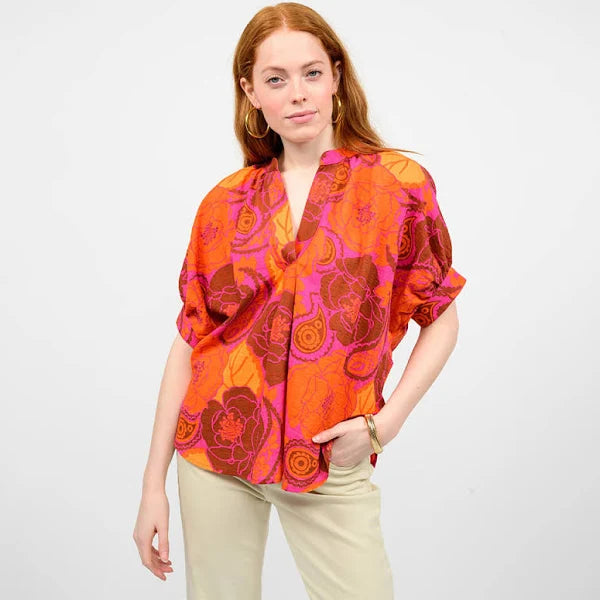Bold Flower Popover Top