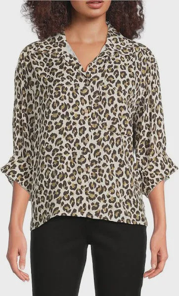Animal Print Button Up Top