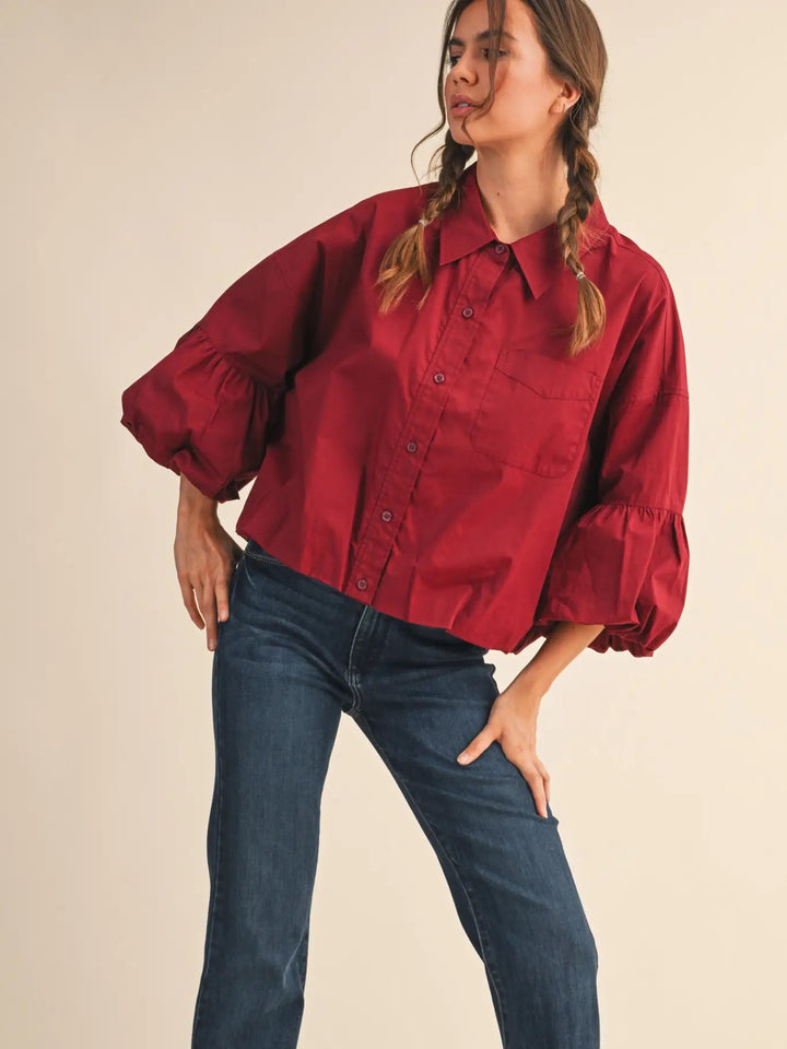 Bubble Sleeve Button Down