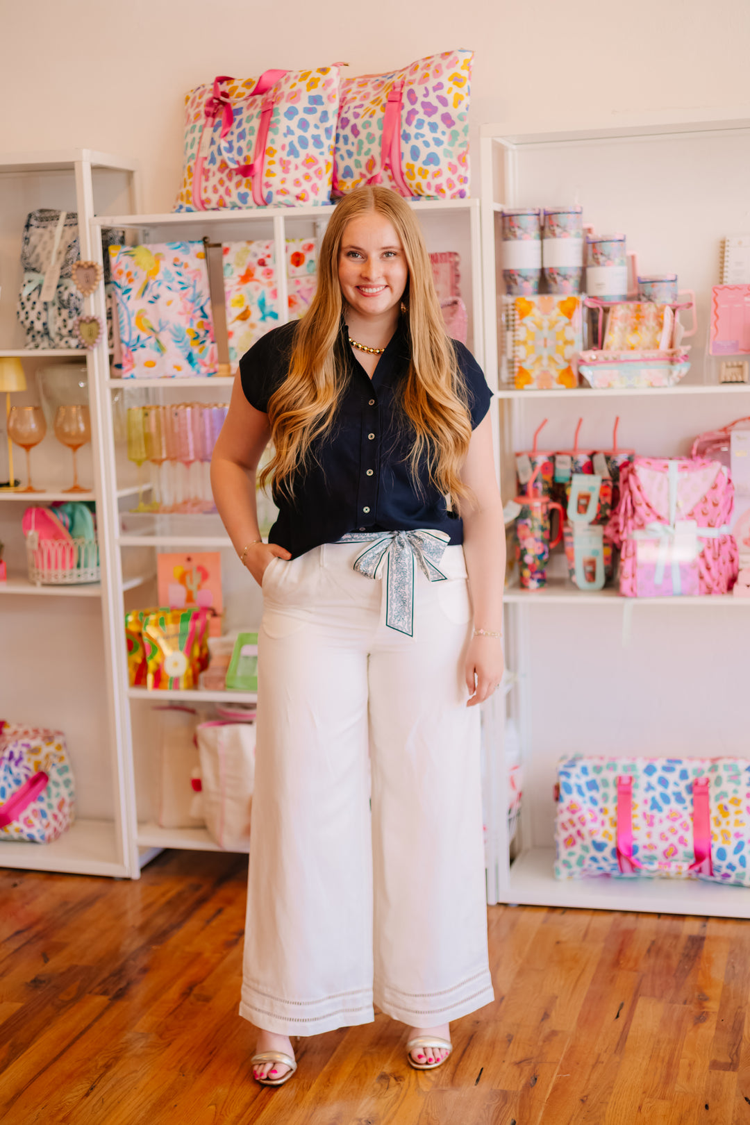 Cap Sleeve Button Down Blouse