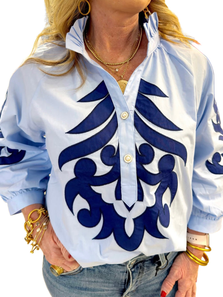 JDFL G15805 Long Sleeve Collared Top