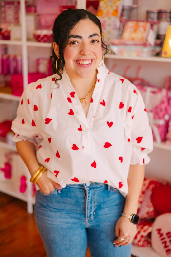 Heart Print Blouse