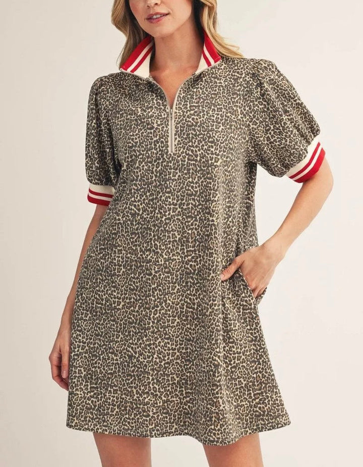 Leopard Half Zip Dress