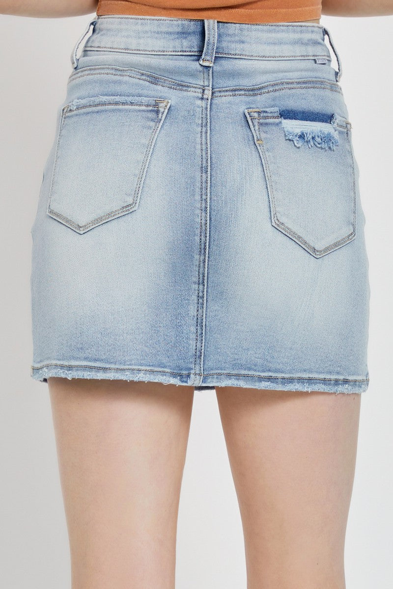 Cross Over Jean Mini Skirt