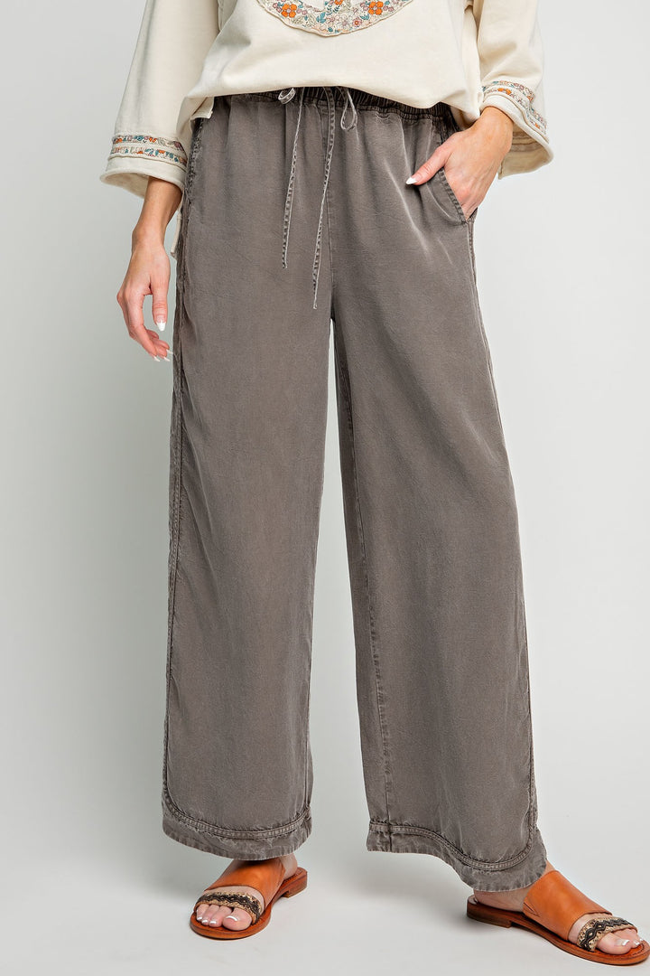 Mineral Washed Soft Twill Wide Leg Pant