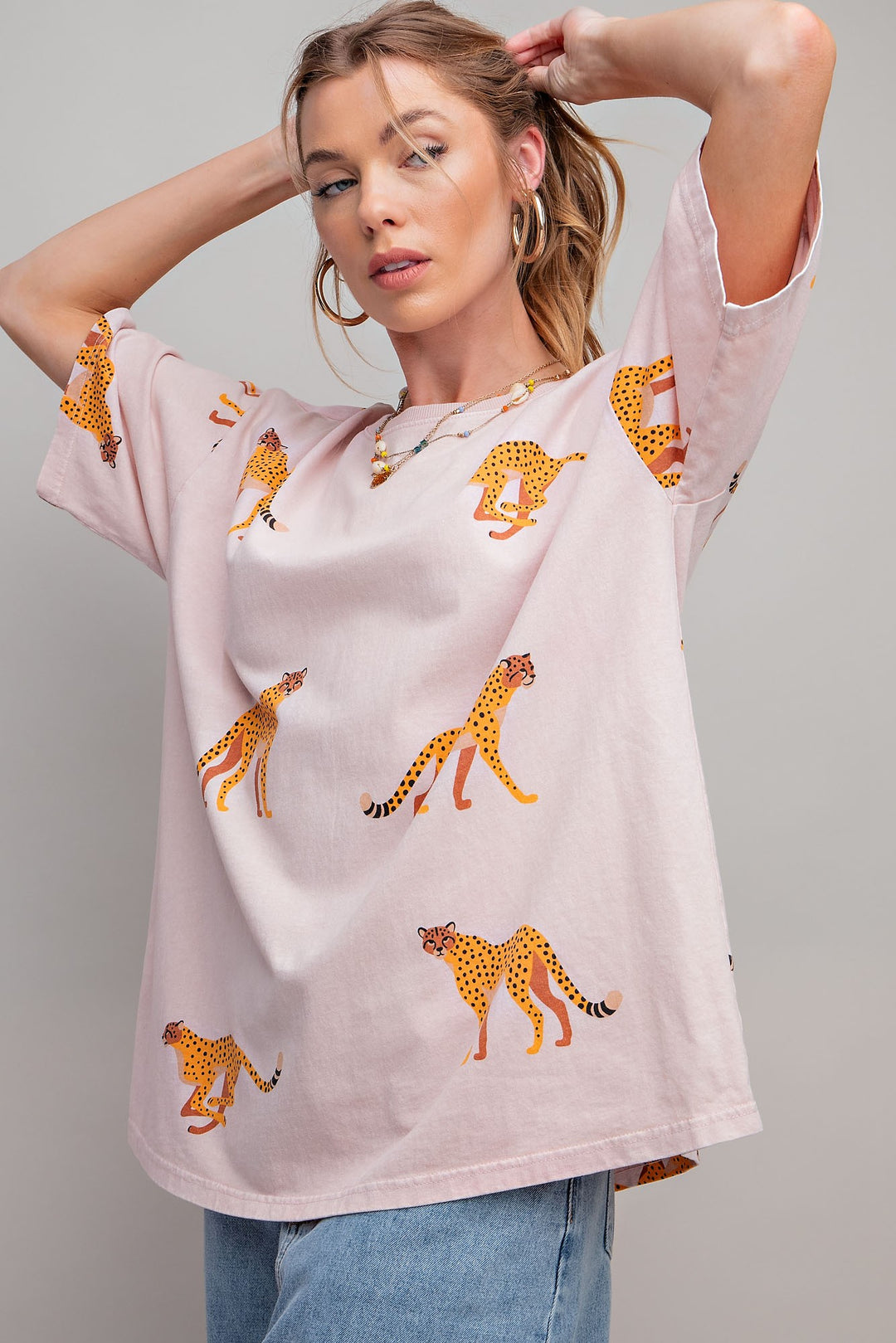 Short Sleeve Cheetah Print T-shirt