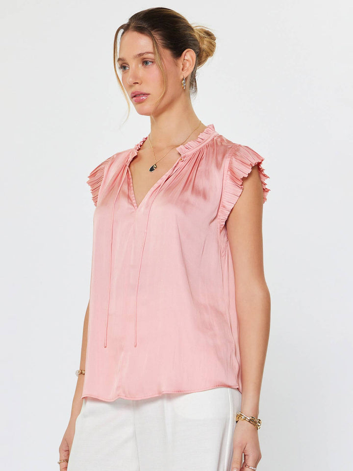 Pleated Short Sleeve Blouse