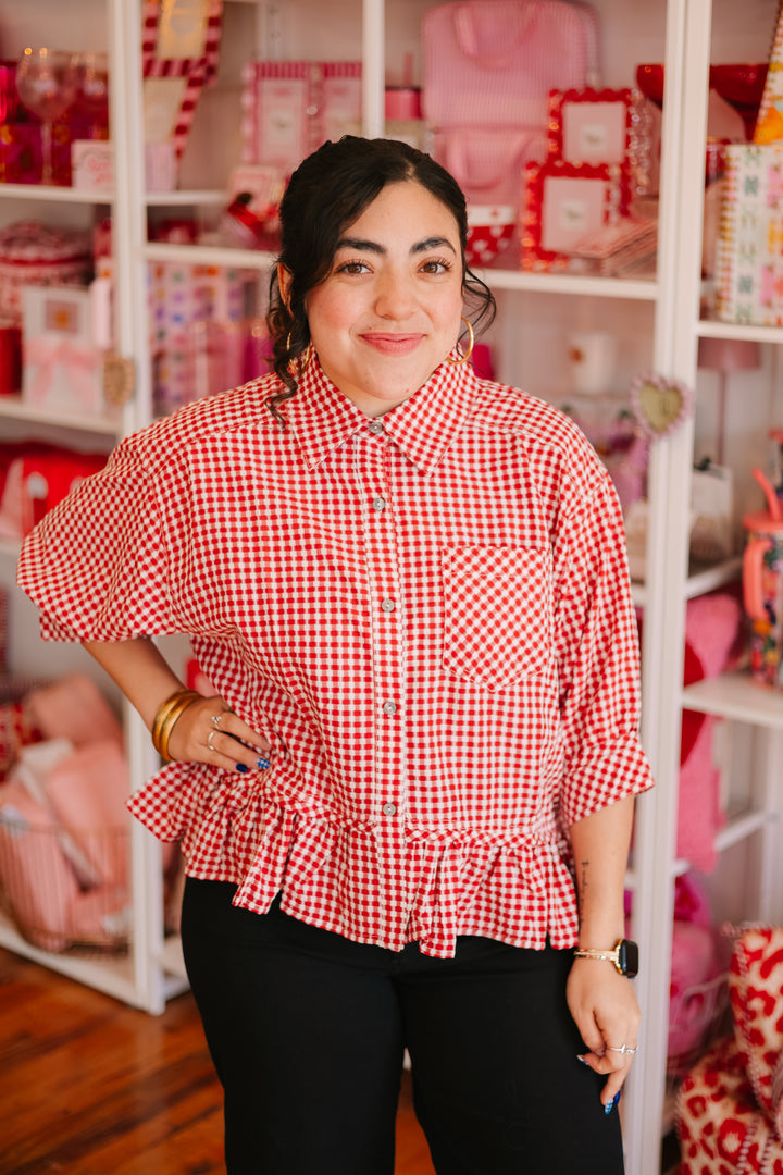 Ruffle Gingham Top