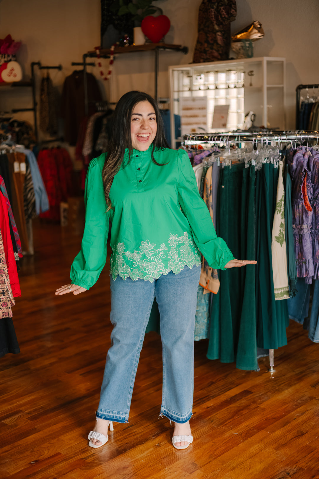 Embroidered Long Sleeve Blouse