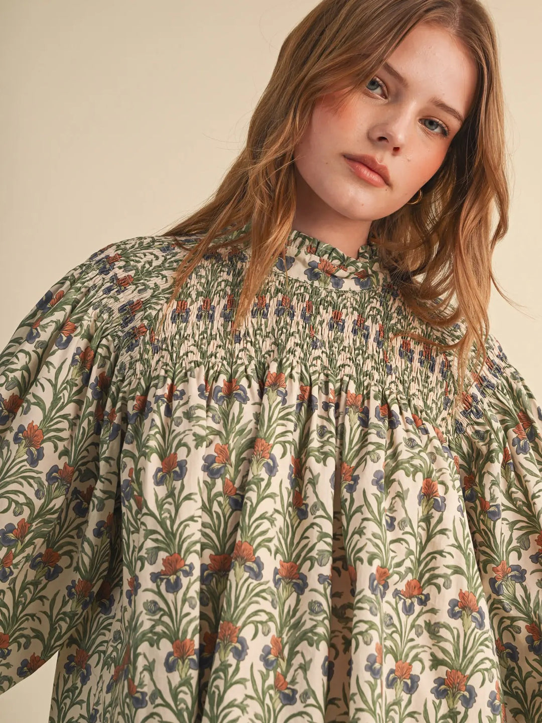 Smocked Floral Blouse