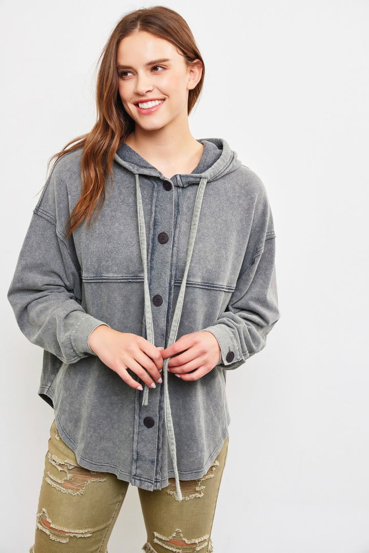 Button Hoodie Top