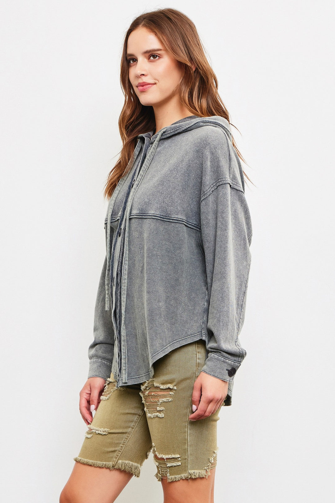 Button Hoodie Top