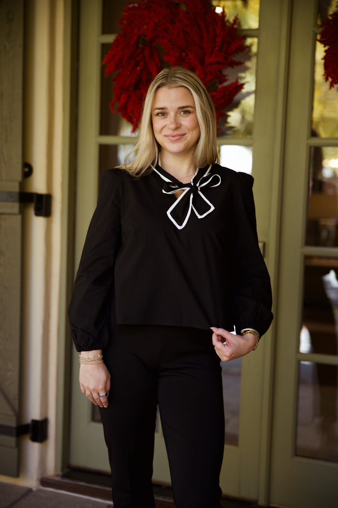 Color Block Bow Detailed Top