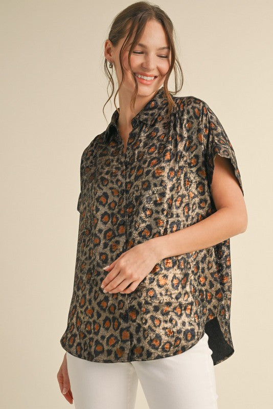 Leopard Button Up Top