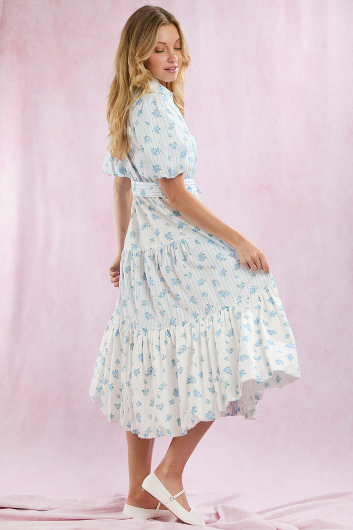 Bluebonnet Poplin Floral Bubble Dress