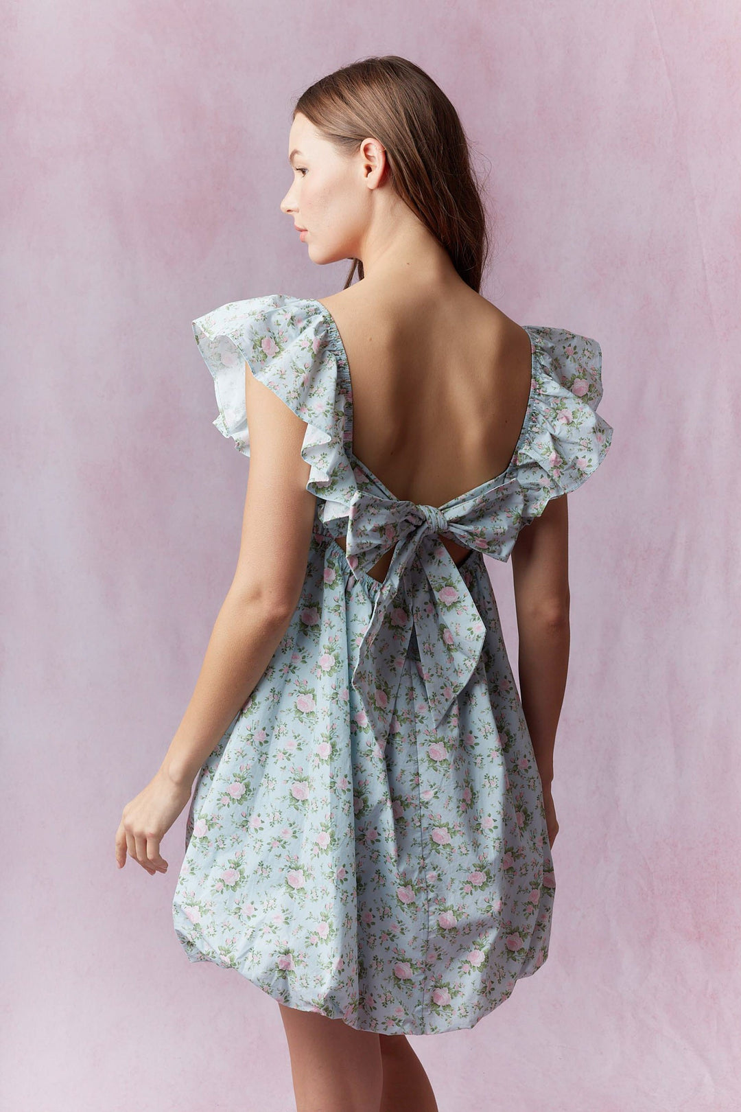 Floral Bubble Hem Mini Dress