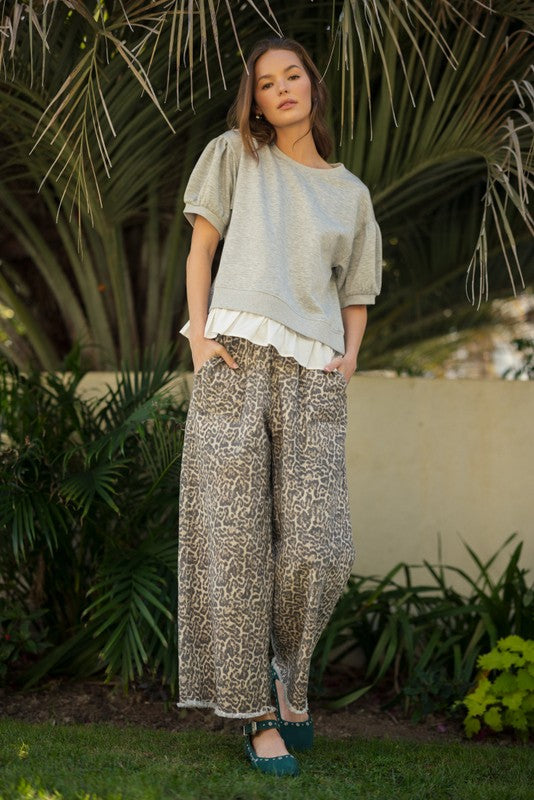 Animal Print Drawstring Pants