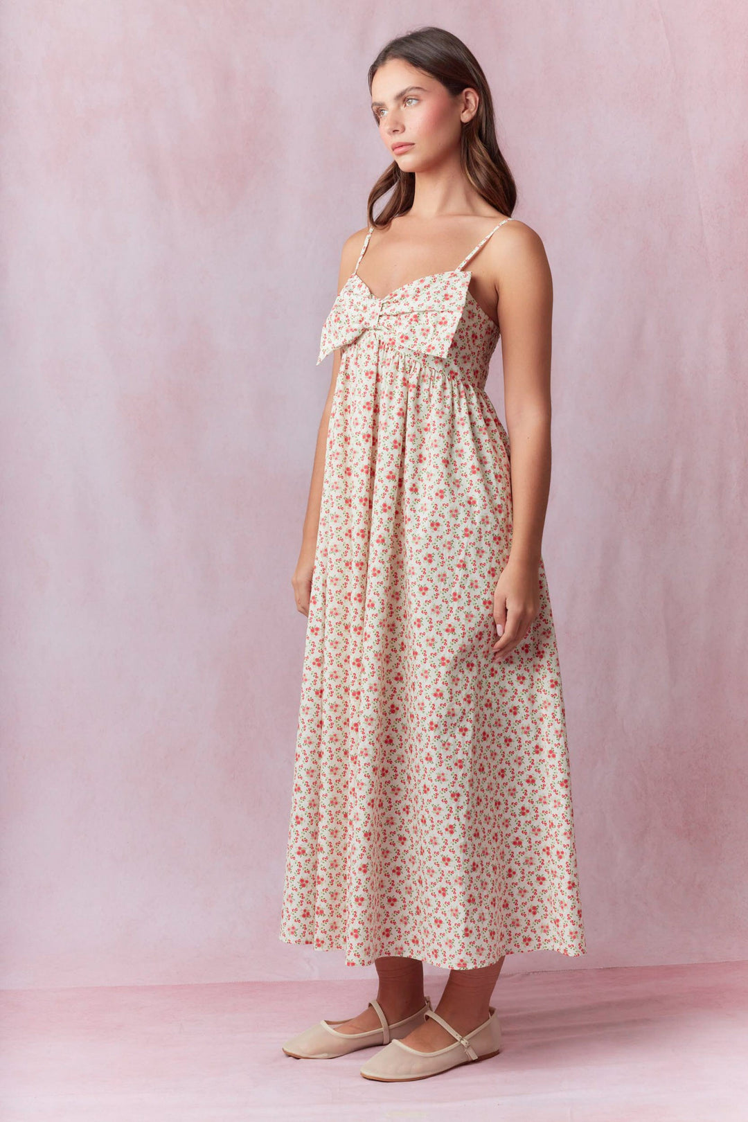 Poplin Floral Midi Dress