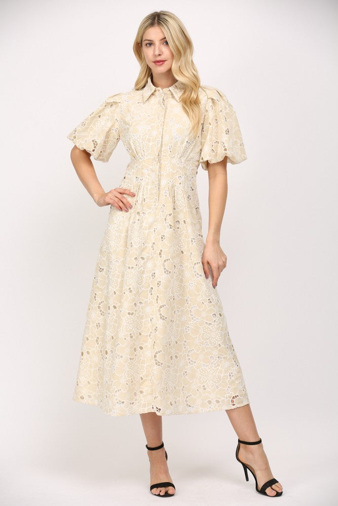 Eyelet Midi Dress