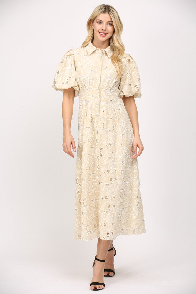 Eyelet Midi Dress