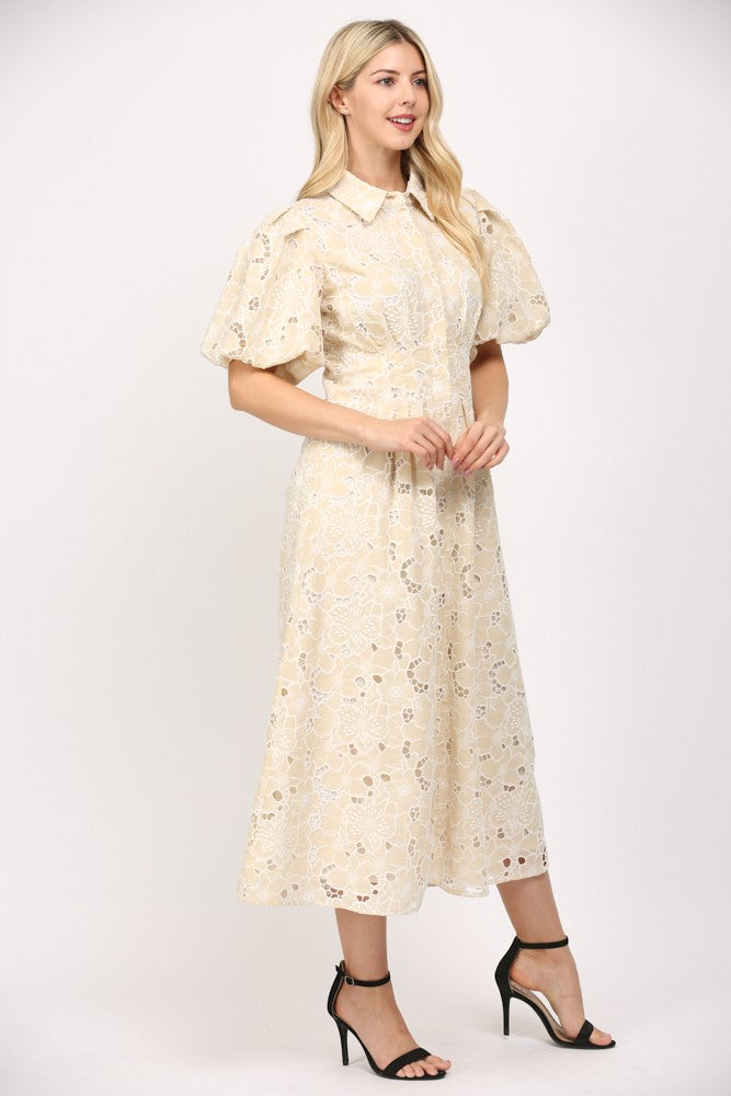 Eyelet Midi Dress