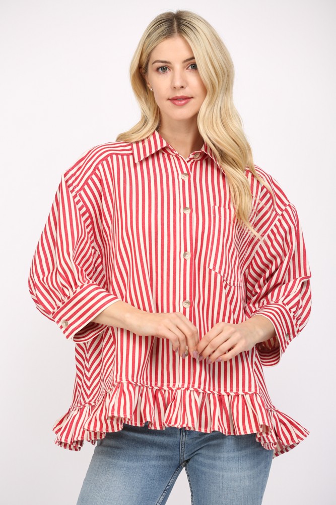 Stripe Ruffled Top