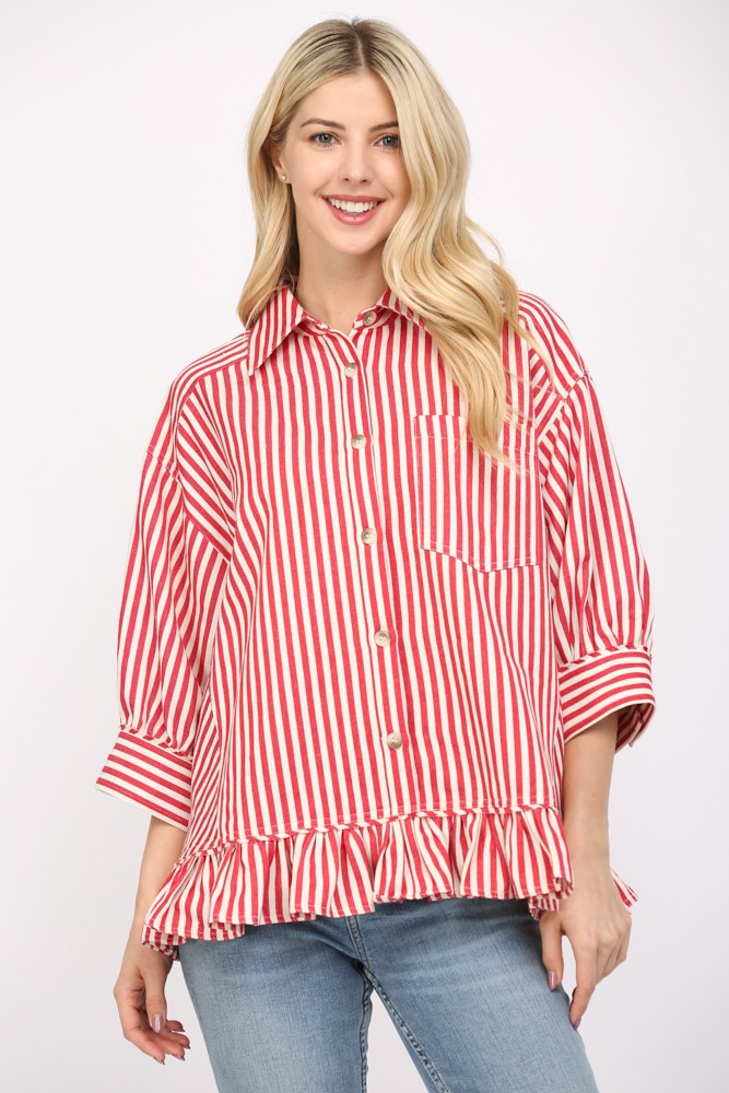 Stripe Ruffled Top