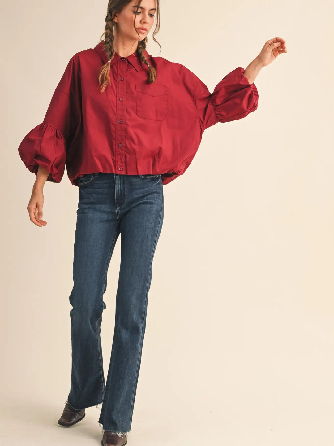 Bubble Sleeve Button Down