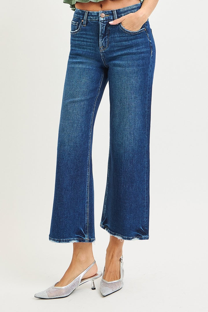 High Rise Crop Wide Leg Jeans