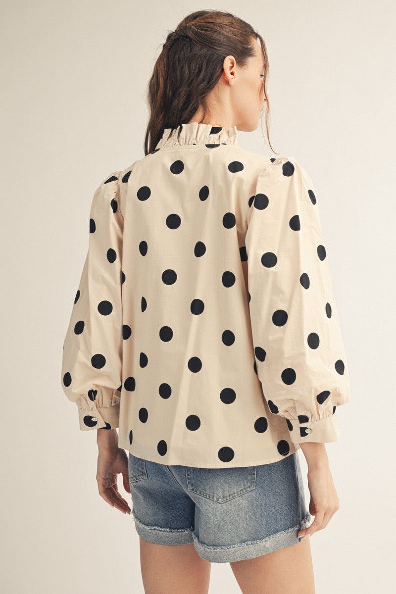 Long Sleeve Polka Dot Top