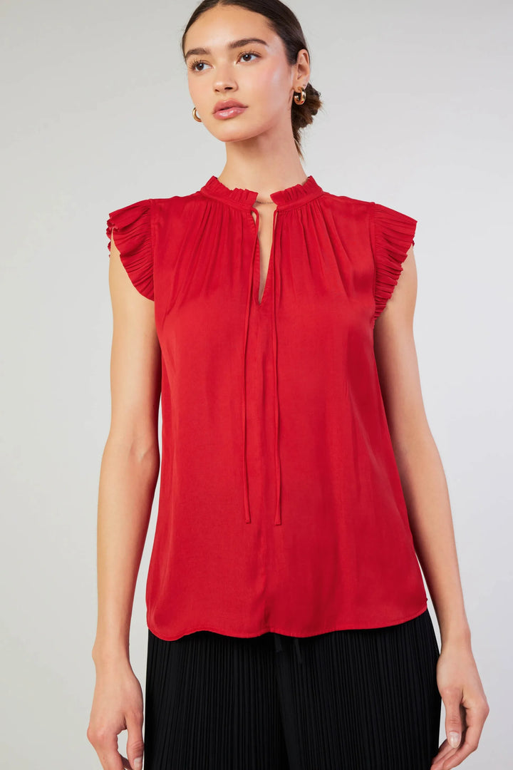 Pleated Short Sleeve Blouse