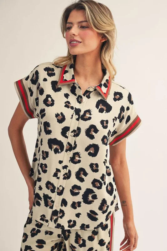 Short Sleeve Leopard Top